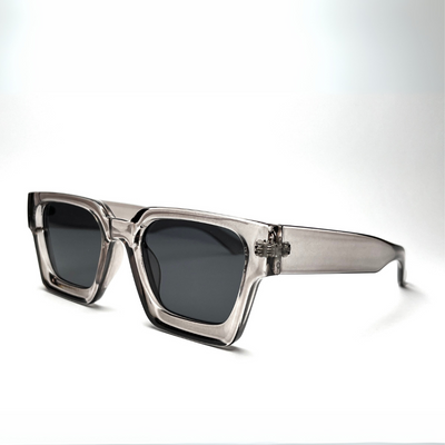 Urban Edge Rectangular Sunglasses - Transparent Grey